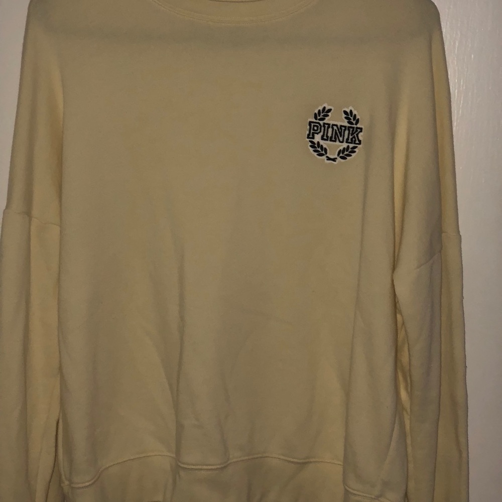 Pink Victoria Secret yellow sweatshirt